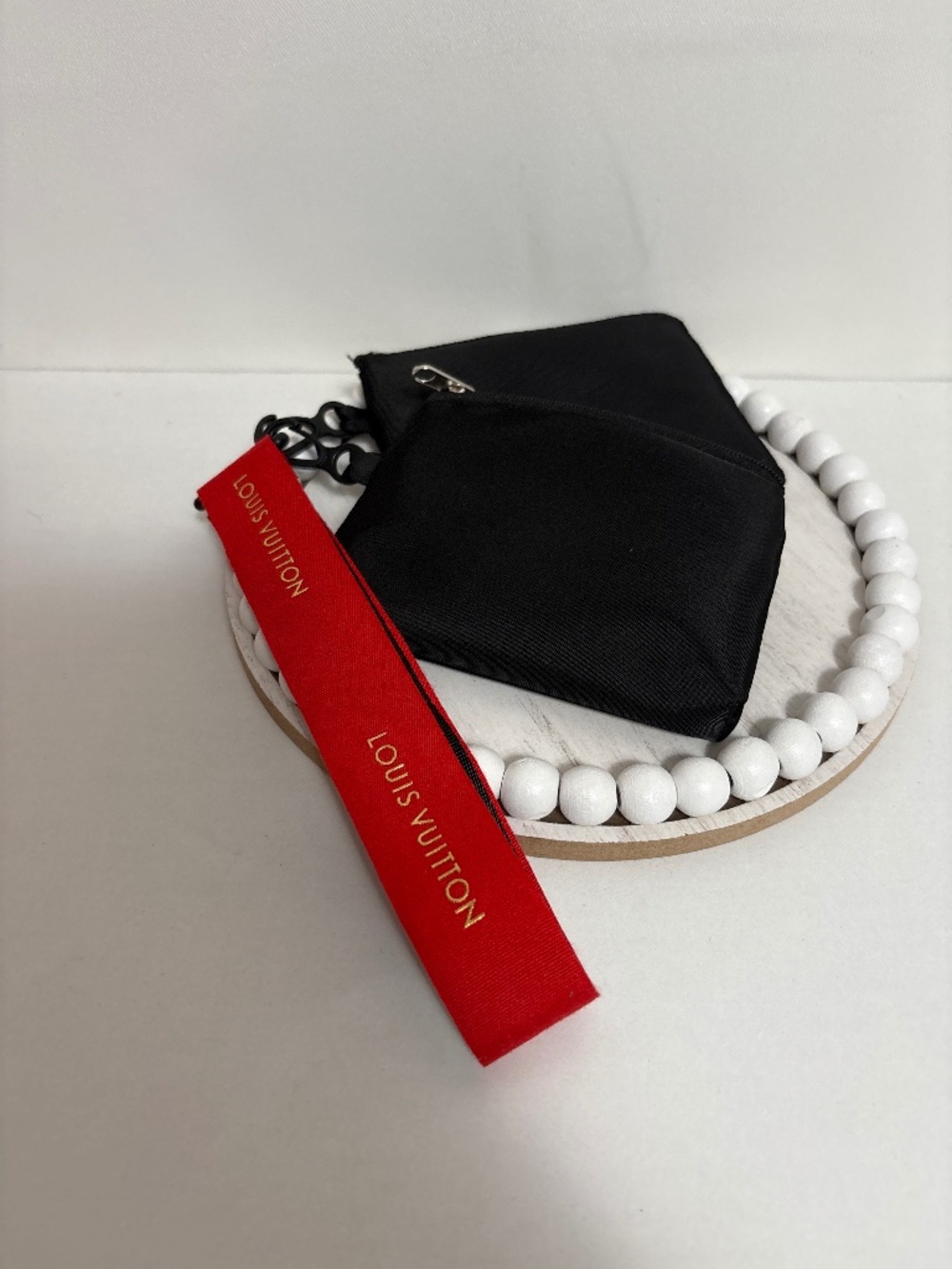 LV Ribbon Dual Pouch Wristlet in Red and Black
